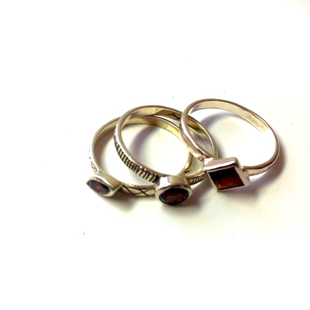 3 in one Birth stone 925 sterling silver ring